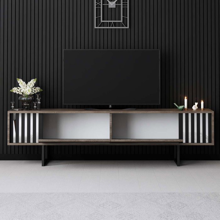Hanah Home Soporte para TV Chrome Line - Nogal y Negro